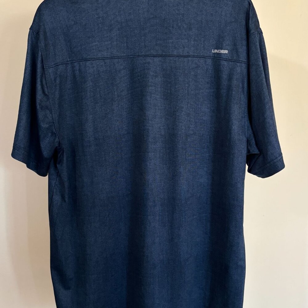 Under Armour Polo Shirt Golf HeatGear Blue Performance Loose Mens Medium M - Picture 5 of 9